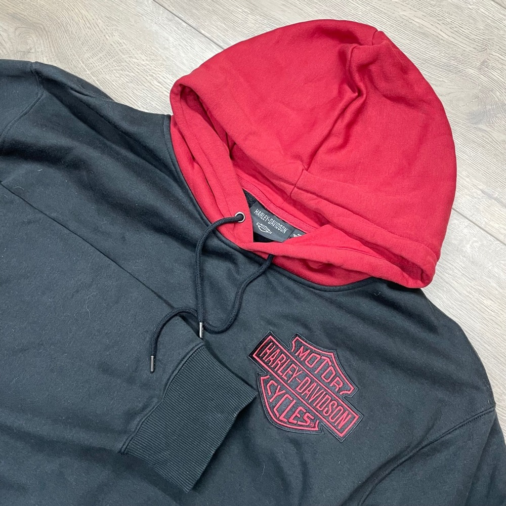 Harley-Davidson Hoodie Mens 4XL Black Red Logo Graphic Pullover Biker Grunge